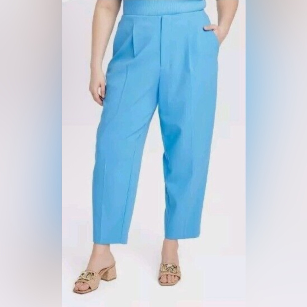 NWT A New Day Women's High-Rise Blue Tailored cropped Trousers 26 plus size